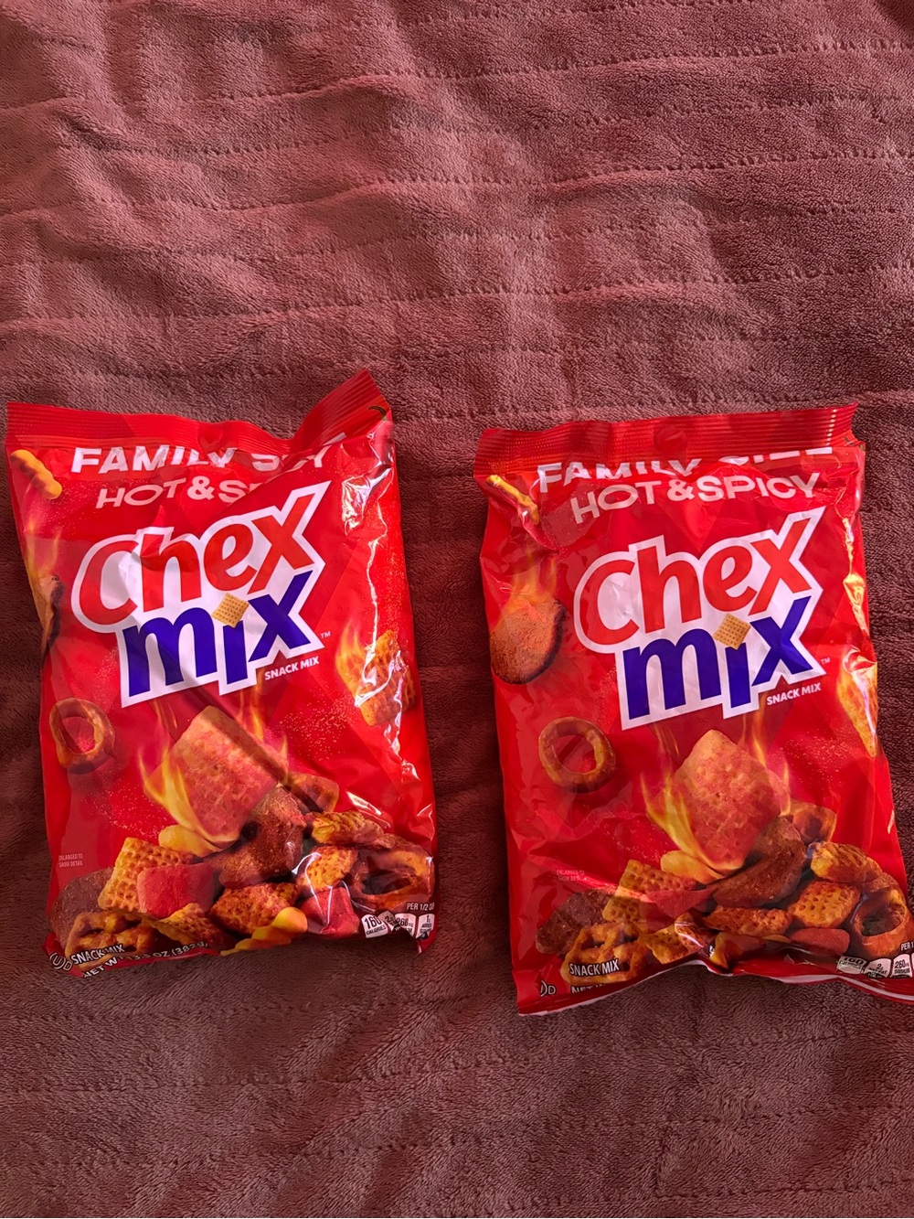 Chex Mix Hot & Spicy Family Size - Bright Red Snack Bag